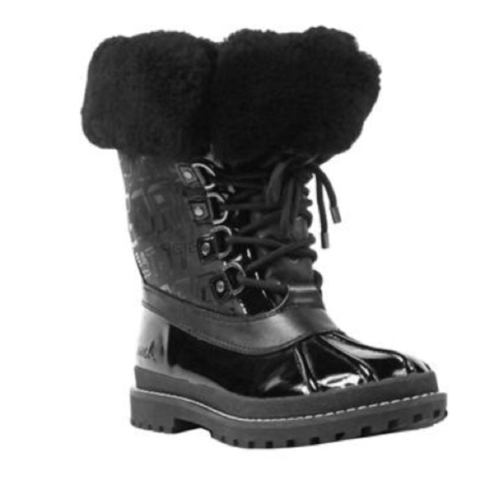 Coach Leonora Black Fur Cuff Winter Snow Boots 8
